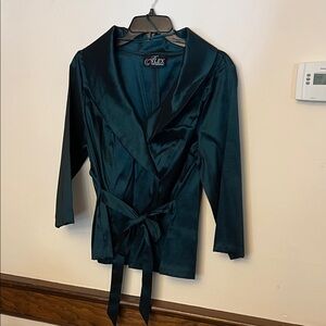 Alex Evenings forest Green Stretch Tie-Waist Jacket